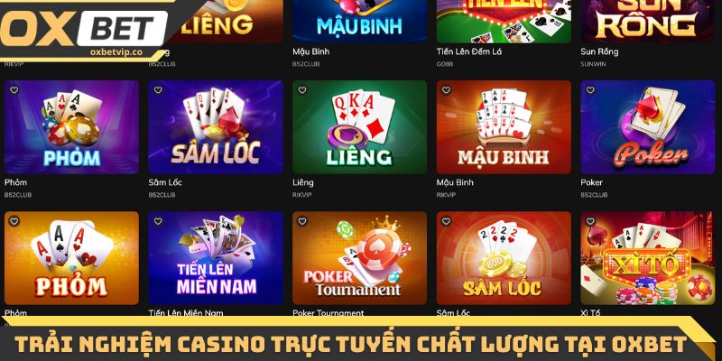Trải nghiệm Casino trực tuyến chất lượng tại Oxbet